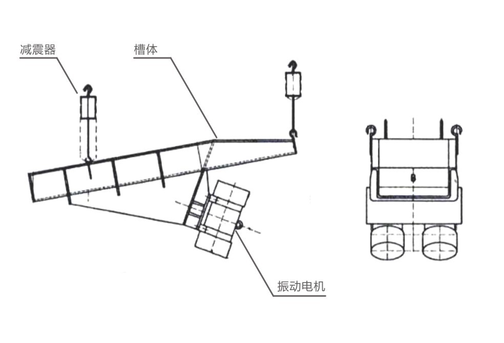 電機(jī)振動(dòng)給料機(jī)安裝結(jié)構(gòu)示意圖